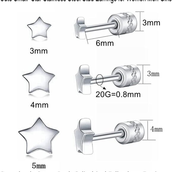 Screw on Earring Backs for Women,Hypoallergenic Surgical Steel Stud Earrings Bal - Picture 2 of 7